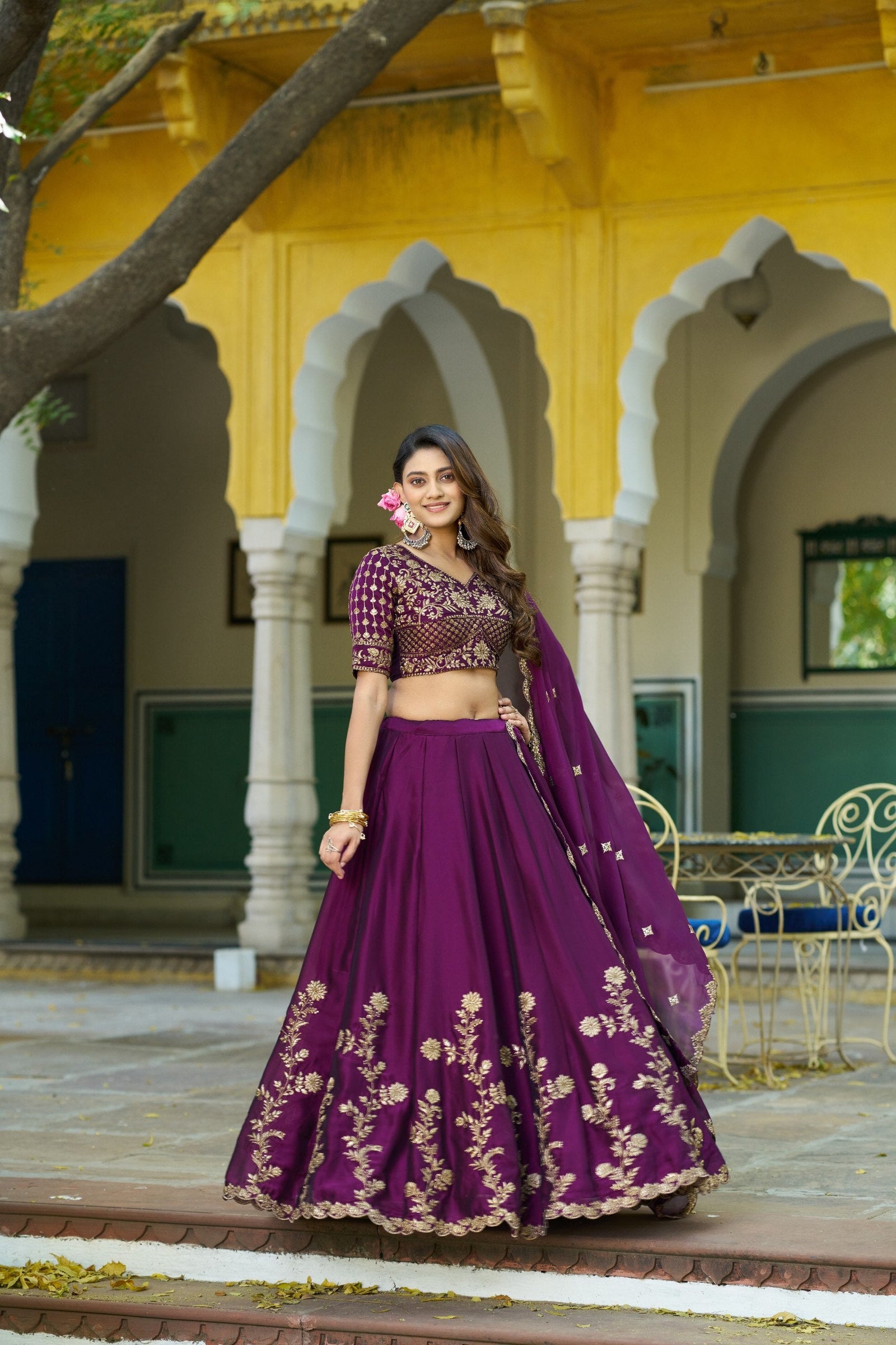 Eggplant Silk Festive Lehenga Choli ClothsVilla