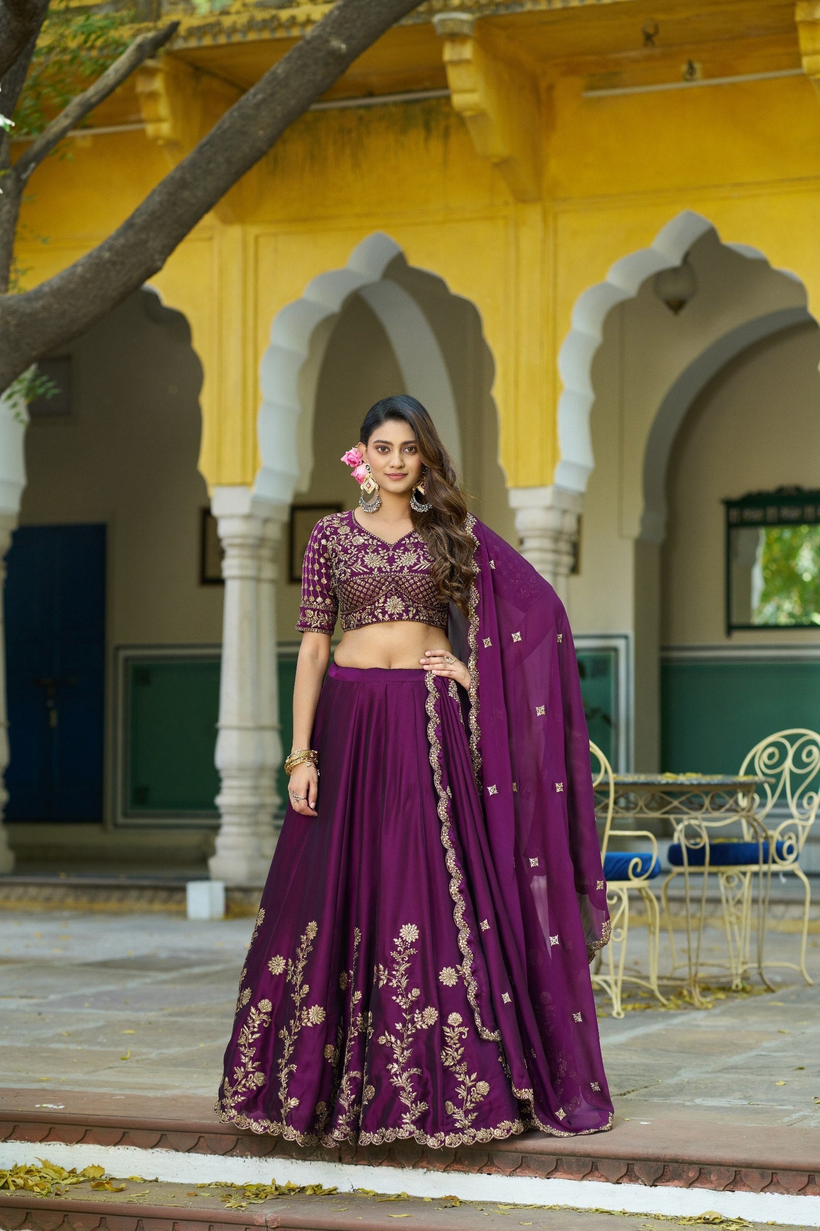 Eggplant Silk Festive Lehenga Choli ClothsVilla