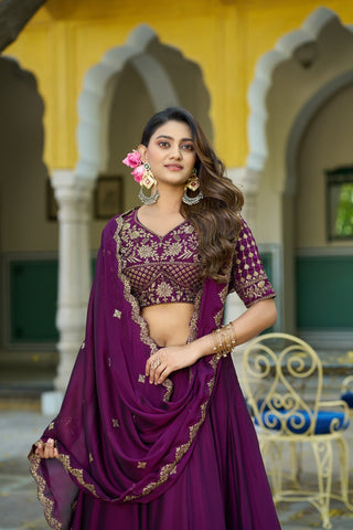 Eggplant Silk Festive Lehenga Choli ClothsVilla