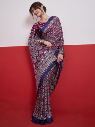 Elakshi Mirror Work Semi Modal Saree for Wedding & Party Wear ClothsVilla