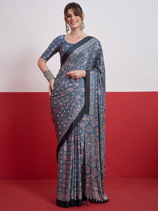 Elakshi Mirror Work Semi Modal Saree for Wedding & Party Wear ClothsVilla