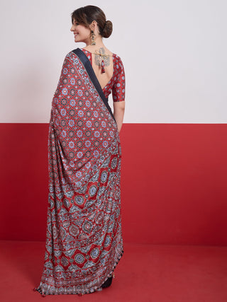Elakshi Mirror Work Semi Modal Saree for Wedding & Party Wear ClothsVilla