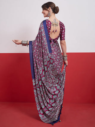 Elakshi Mirror Work Semi Modal Saree for Wedding & Party Wear ClothsVilla