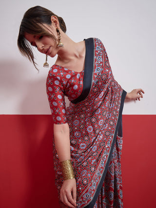 Elakshi Mirror Work Semi Modal Saree for Wedding & Party Wear ClothsVilla