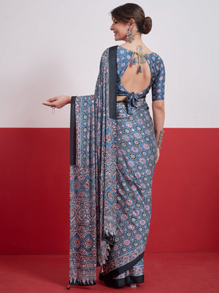 Elakshi Mirror Work Semi Modal Saree for Wedding & Party Wear ClothsVilla
