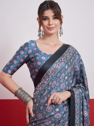 Elakshi Mirror Work Semi Modal Saree for Wedding & Party Wear ClothsVilla