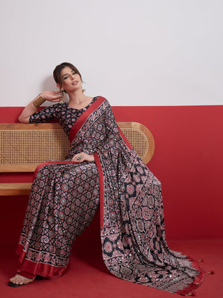 Elakshi Mirror Work Semi Modal Saree for Wedding & Party Wear ClothsVilla