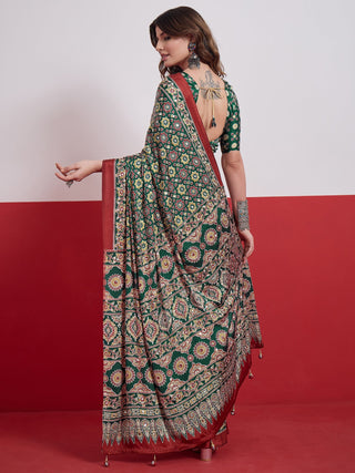 Elakshi Mirror Work Semi Modal Saree for Wedding & Party Wear ClothsVilla