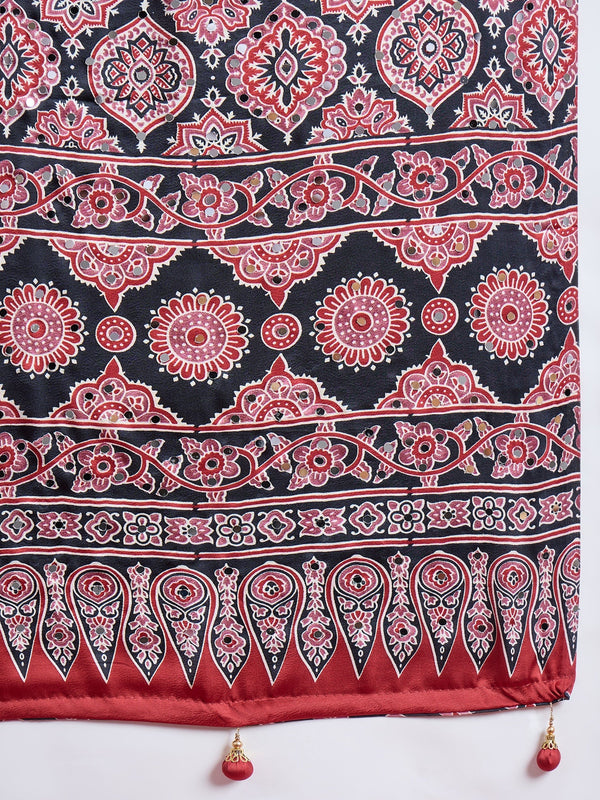 Elakshi Mirror Work Semi Modal Saree for Wedding & Party Wear ClothsVilla