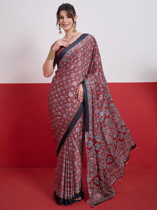 Elakshi Mirror Work Semi Modal Saree for Wedding & Party Wear ClothsVilla