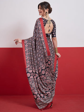 Elakshi Mirror Work Semi Modal Saree for Wedding & Party Wear ClothsVilla