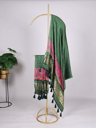 Elegant Bandhej Pure Gaji Silk Dupatta – Digital Print with Tassels ClothsVilla