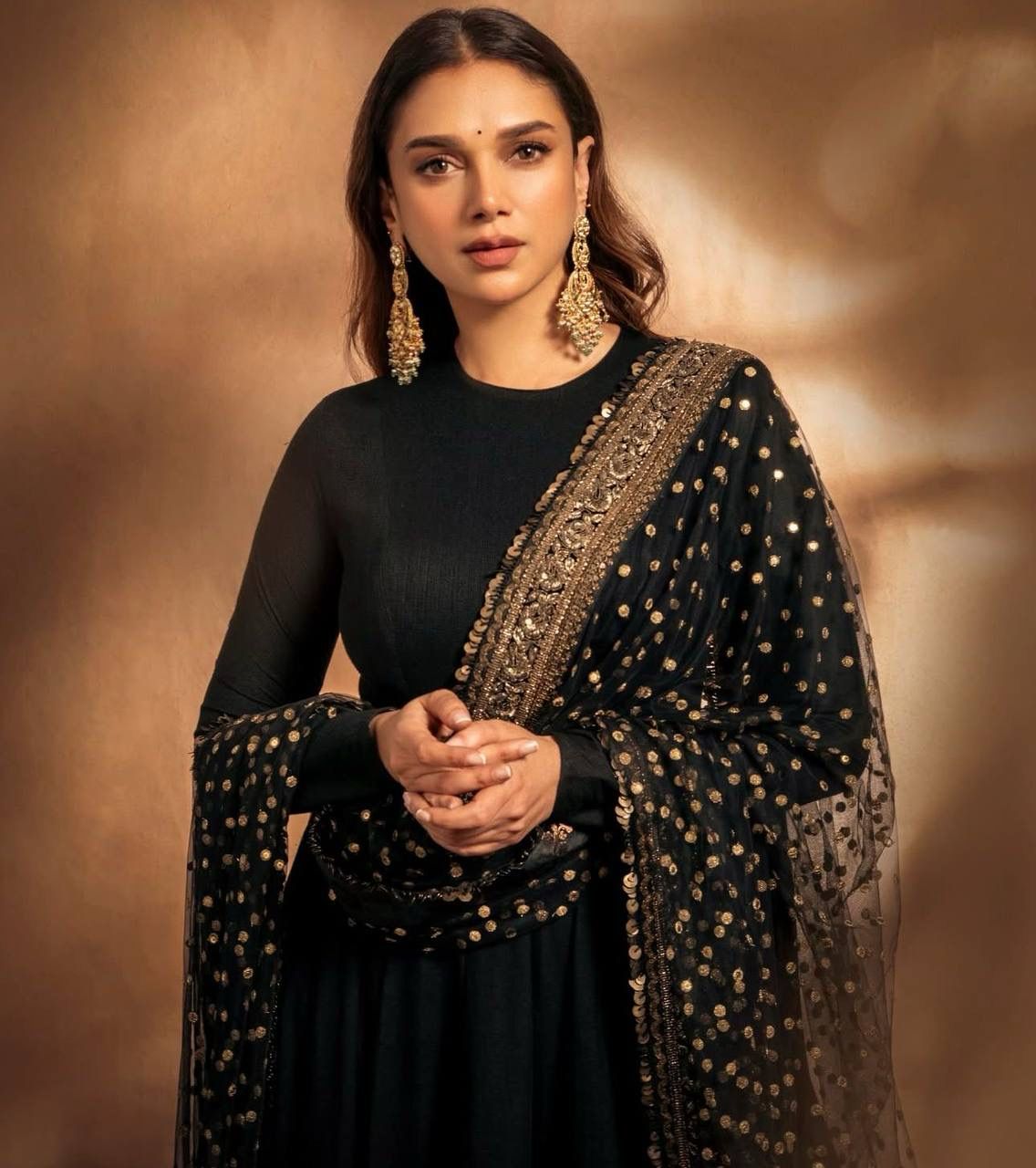 Elegant Black Embroidered Georgette Gown Set ClothsVilla