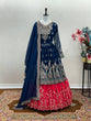 Load image into Gallery viewer, Elegant Blue Designer Party Wear Georgette Top Lehenga Set with Dupatta ClothsVilla