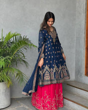 Load image into Gallery viewer, Elegant Blue Designer Party Wear Georgette Top Lehenga Set with Dupatta ClothsVilla