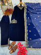 Load image into Gallery viewer, Elegant Blue Velvet Suit Set with Stunning Embroider ClothsVilla