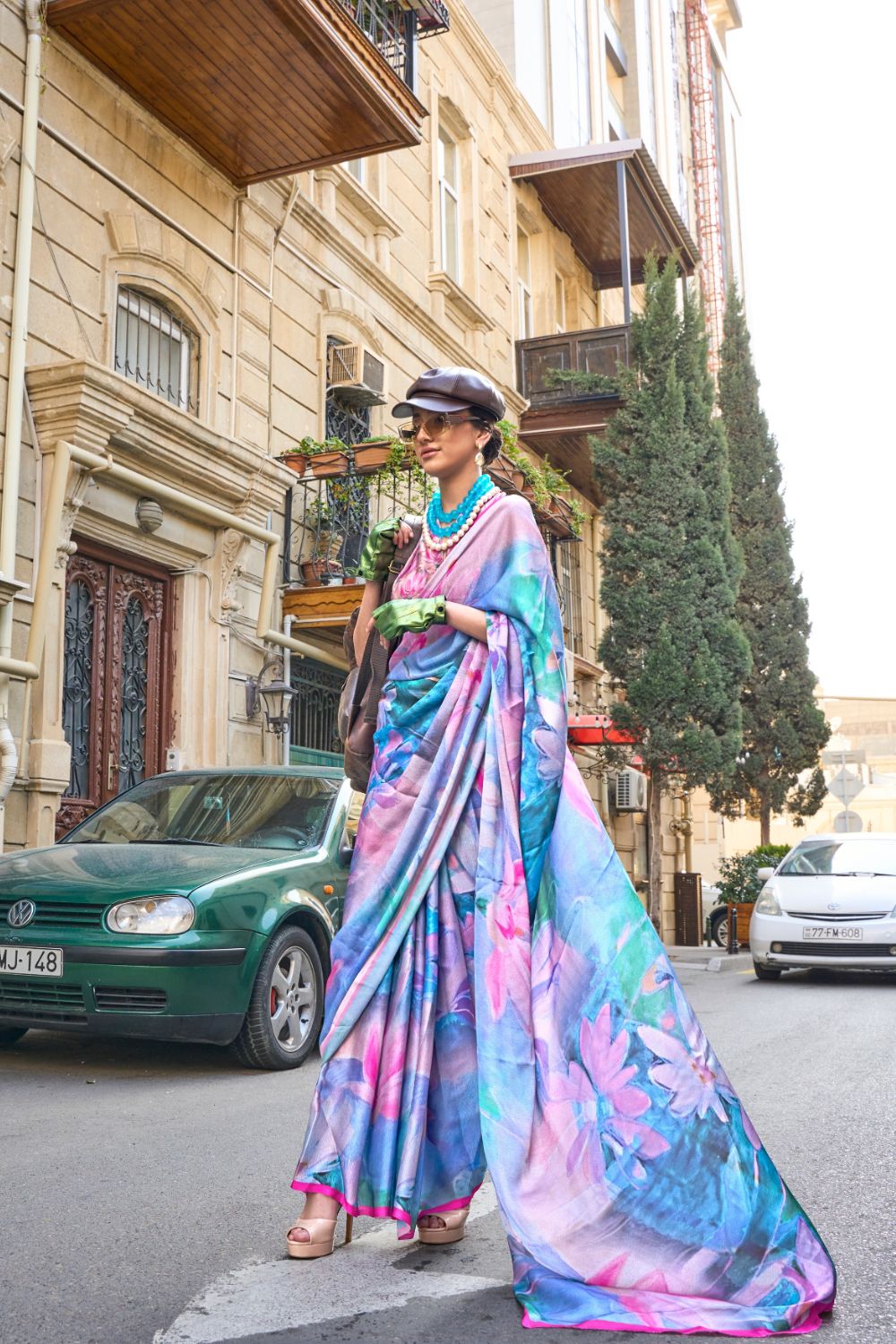 Elegant Bollywood Satin Printed Saree – Party & Festive Wear Secondary image