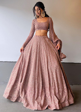 Load image into Gallery viewer, Elegant Brown Georgette Lehenga Choli Set - Exquisite Thread and Zari Embroidery ClothsVilla