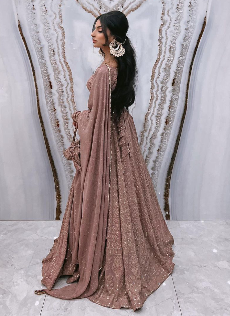 Elegant Brown Georgette Lehenga Choli Set - Exquisite Thread and Zari Embroidery ClothsVilla