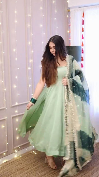 Elegant Designer Gown Set in Star Georgette with Digital Print Dupatta ClothsVilla