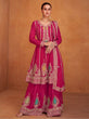 Load image into Gallery viewer, Elegant Embroidered Pink Chinon Suit Set with Sharara &amp; Dupatta ClothsVilla