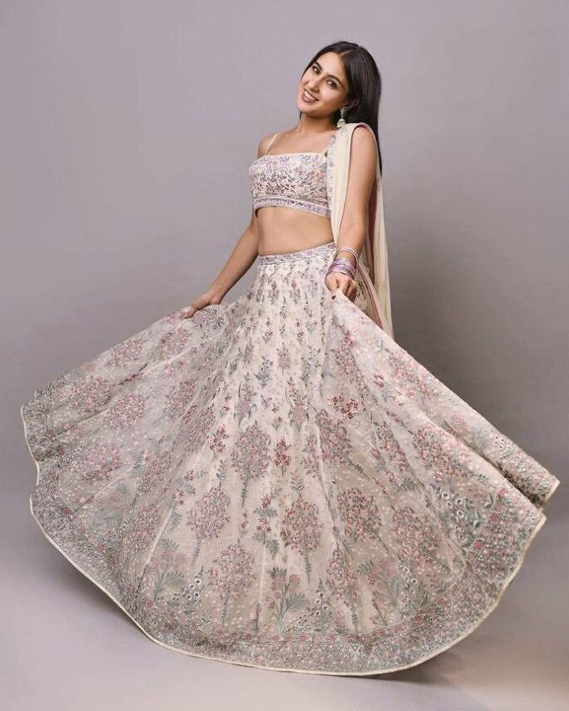 Elegant Georgette Lehenga Choli Set with Thread Embroidery and Sequined Dupatta ClothsVilla