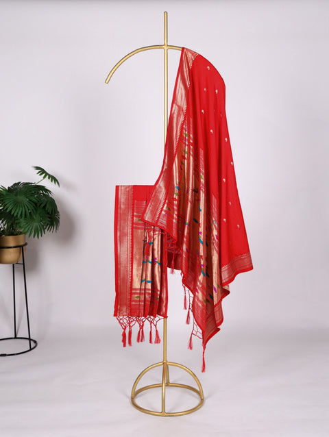 Elegant Jacquard Paithani Dupatta with Zari Weaving & Tassels ClothsVilla Main image