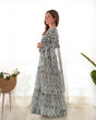 Load image into Gallery viewer, Elegant Light Blue Zigzag Print Anarkali Set with Dupatta – Perfect for Festivities &amp; Weddings