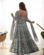 Load image into Gallery viewer, Elegant Light Blue Zigzag Print Anarkali Set with Dupatta – Perfect for Festivities &amp; Weddings