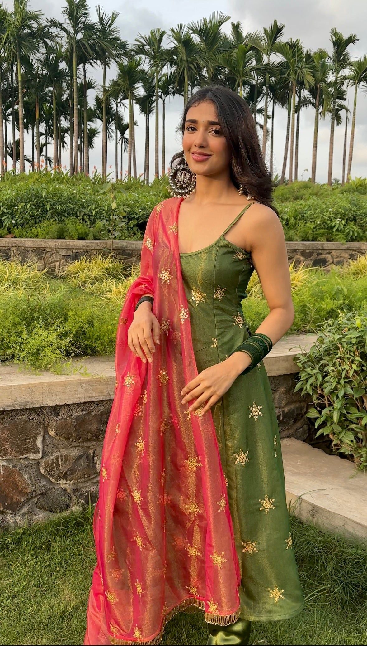 Elegant Olive Green Pant Style Suit with Zari & Sequins Work Secondary image
