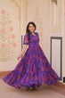 Load image into Gallery viewer, Purple Elegant Printed Faux Georgette Gown for Women 12 Mtr Flair Full Cotton Lining V Neck with Collar ClothsVilla