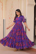 Load image into Gallery viewer, Purple Elegant Printed Faux Georgette Gown for Women 12 Mtr Flair Full Cotton Lining V Neck with Collar ClothsVilla