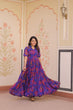 Load image into Gallery viewer, Purple Elegant Printed Faux Georgette Gown for Women 12 Mtr Flair Full Cotton Lining V Neck with Collar ClothsVilla