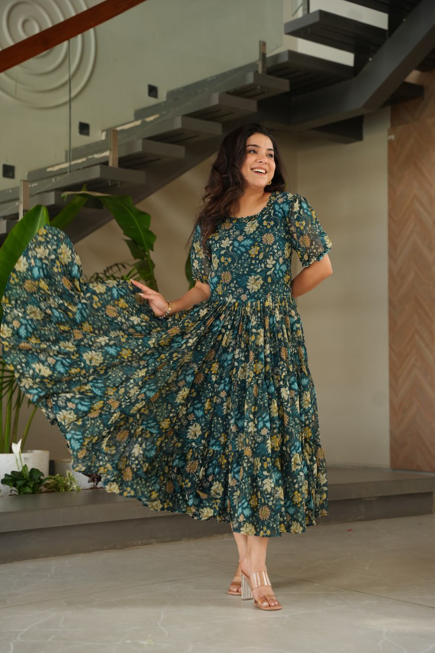 Elegant Printed Faux Georgette Gown ClothsVilla