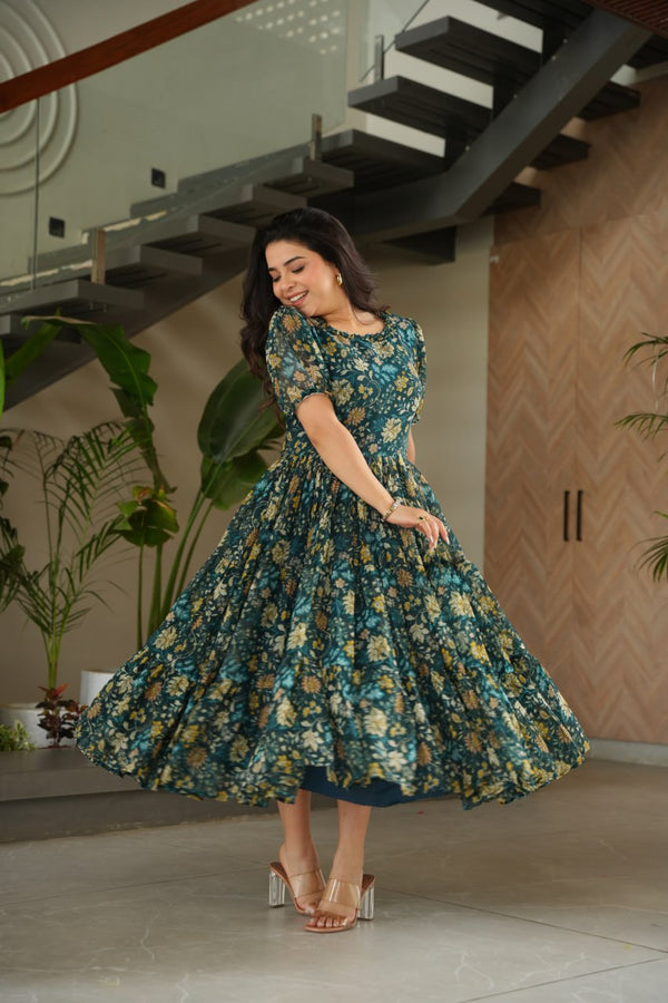 Elegant Printed Faux Georgette Gown ClothsVilla