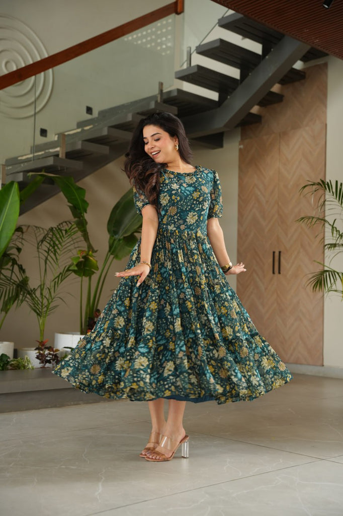 Elegant Printed Faux Georgette Gown ClothsVilla