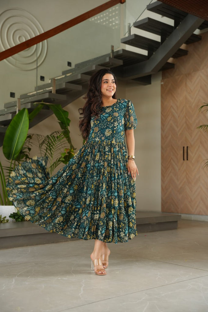 Elegant Printed Faux Georgette Gown ClothsVilla