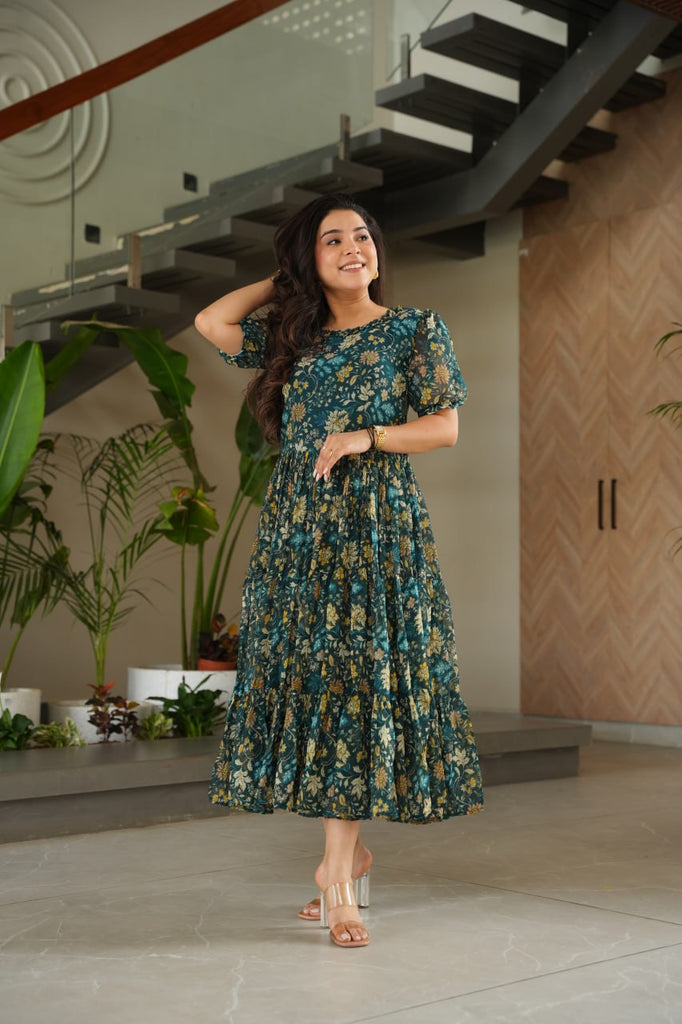 Elegant Printed Faux Georgette Gown ClothsVilla