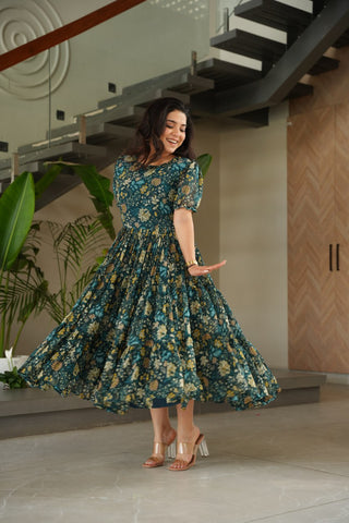 Elegant Printed Faux Georgette Gown ClothsVilla