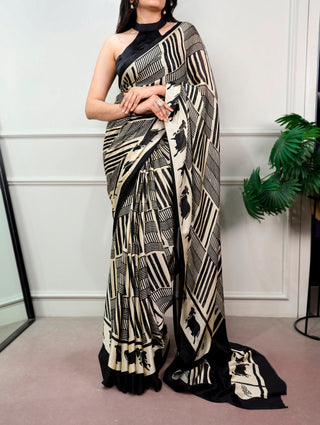 Elegant Satin Chiffon Printed Saree Clothsvilla