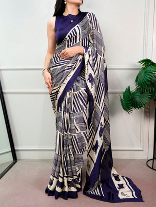Elegant Satin Chiffon Printed Saree Clothsvilla