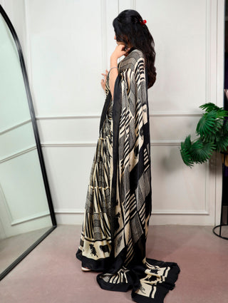 Elegant Satin Chiffon Printed Saree Clothsvilla