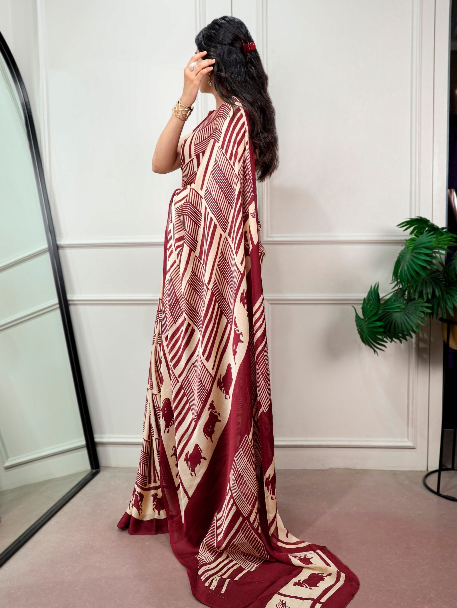Elegant Satin Chiffon Printed Saree Clothsvilla