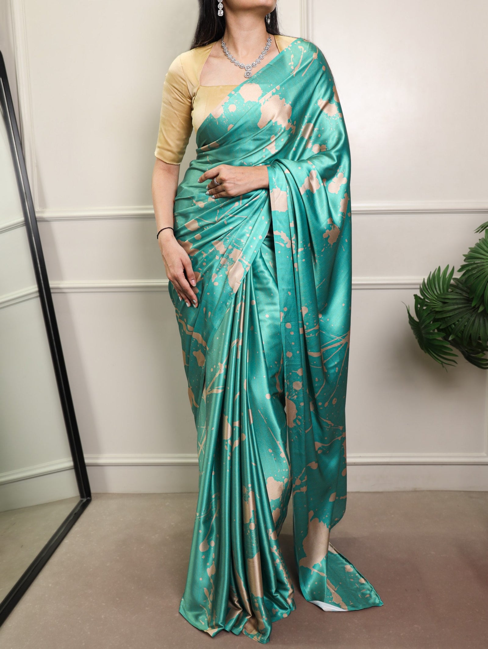 Elegant Satin Silk Printed Saree ClothsVilla