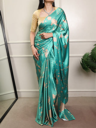 Elegant Satin Silk Printed Saree ClothsVilla