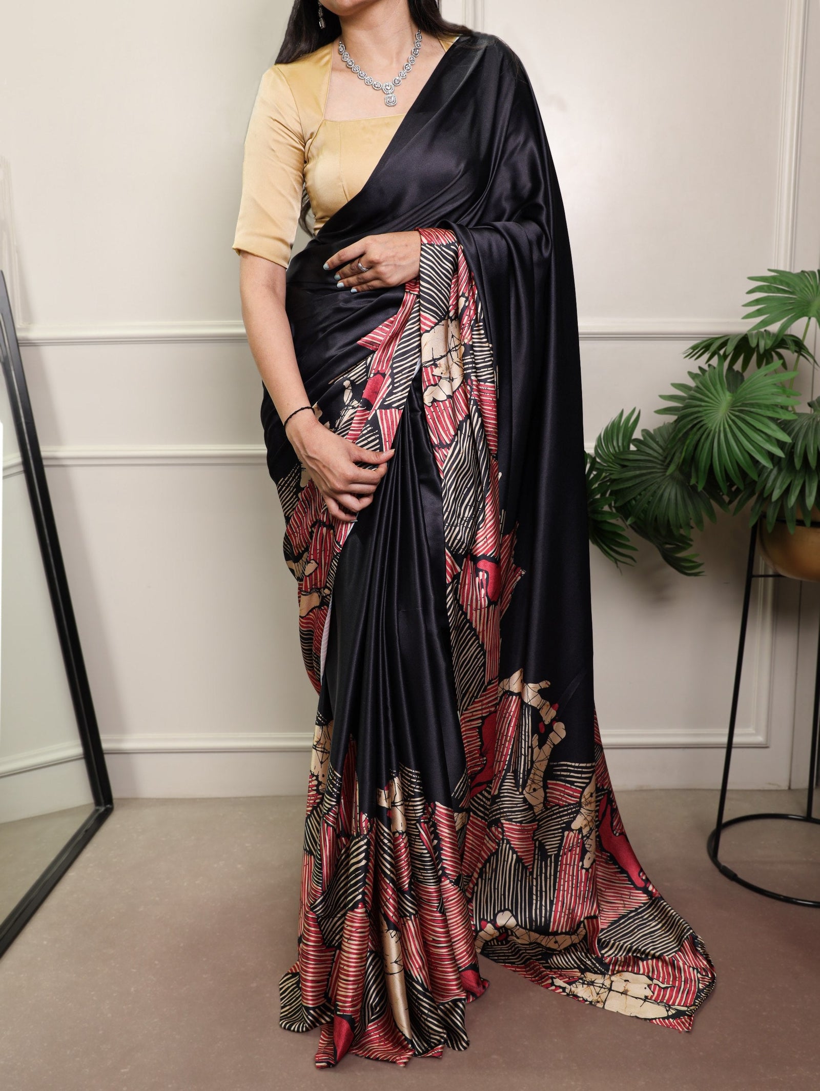 Elegant Satin Silk Printed Saree ClothsVilla