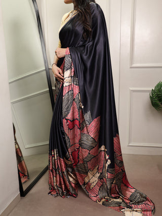 Elegant Satin Silk Printed Saree ClothsVilla