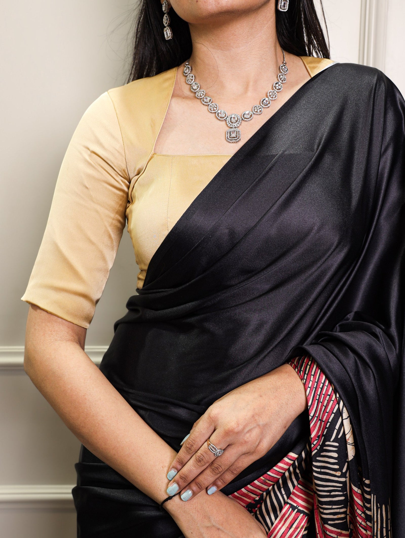 Elegant Satin Silk Printed Saree ClothsVilla