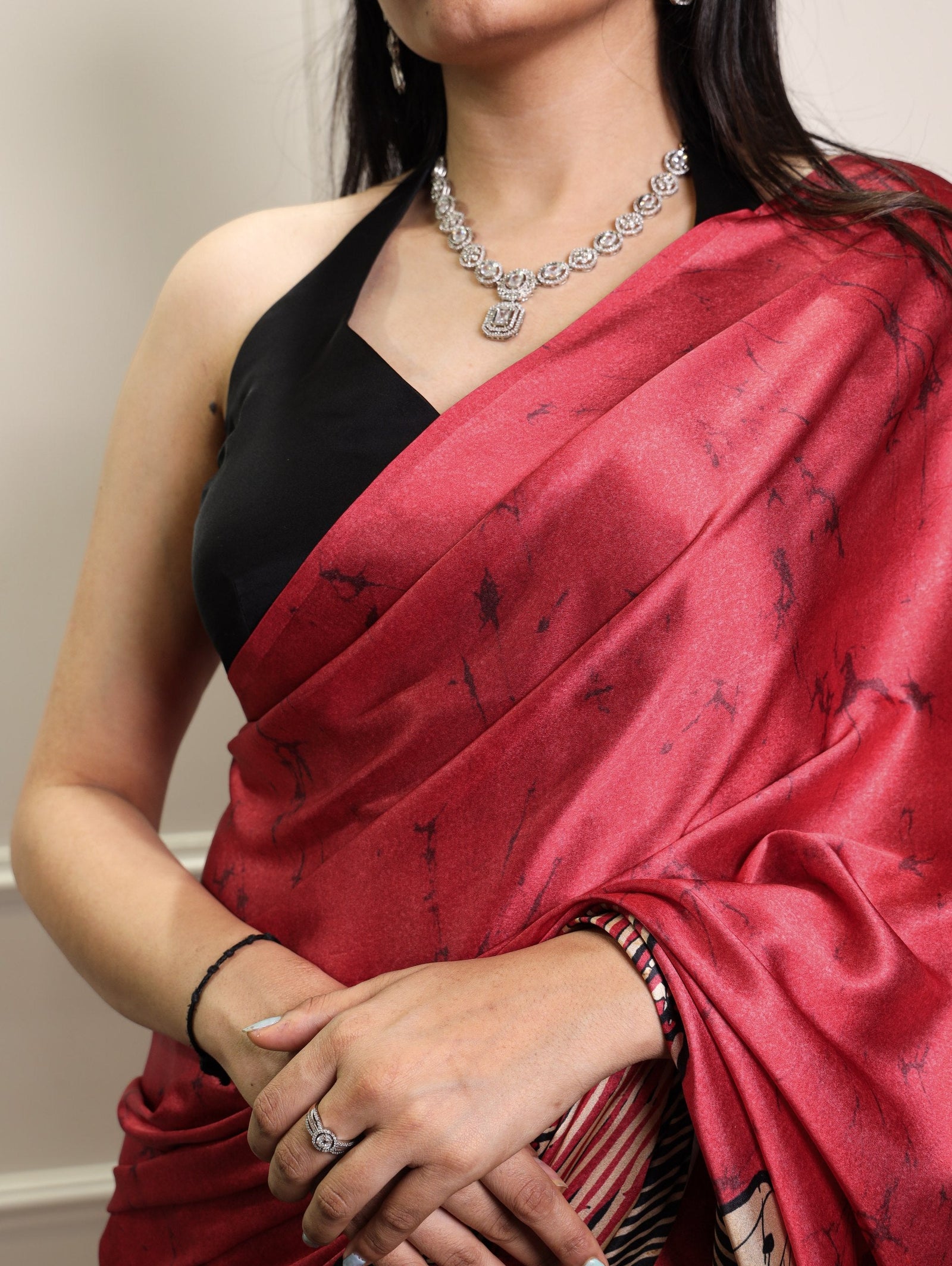 Elegant Satin Silk Printed Saree ClothsVilla