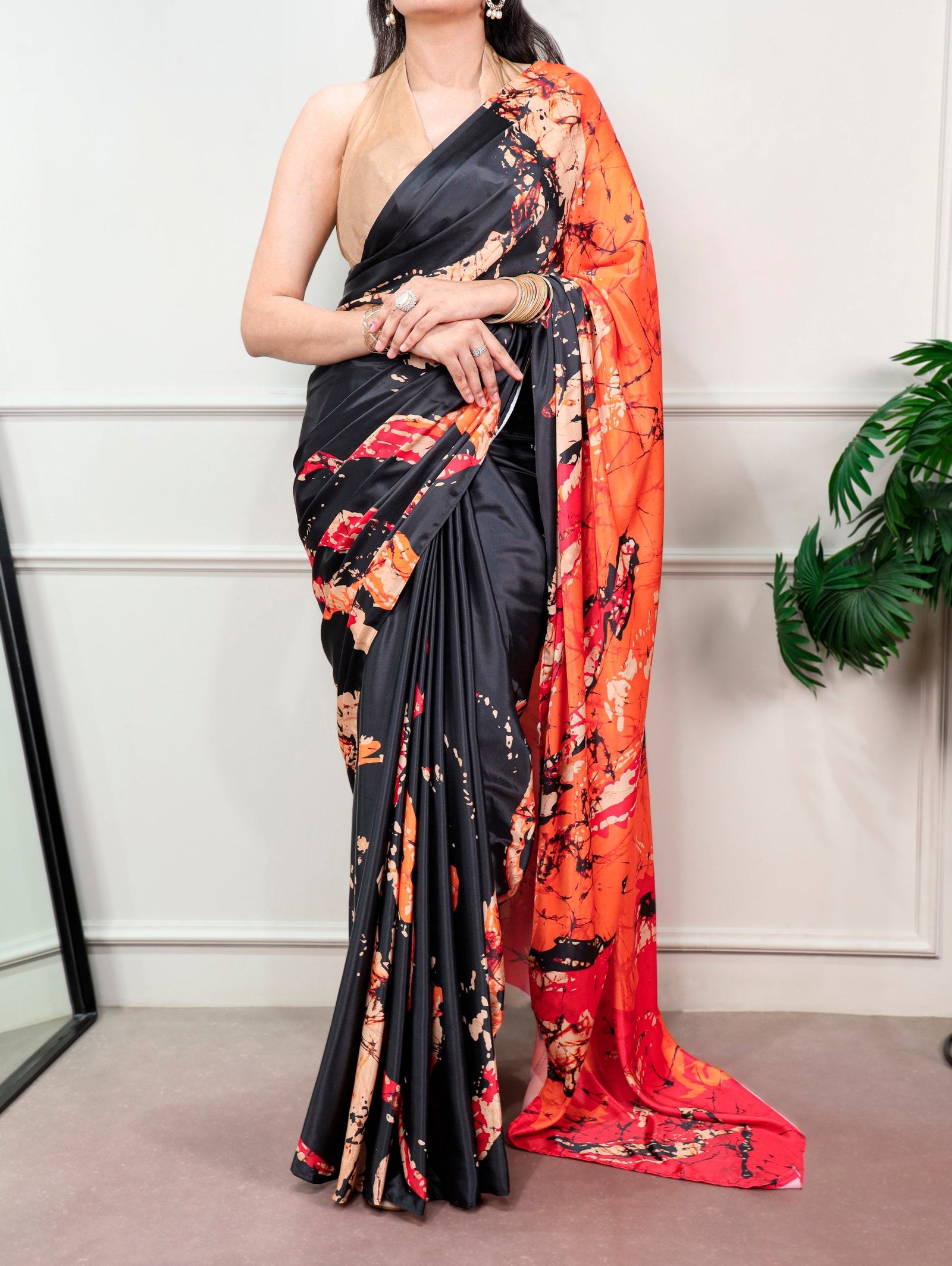 Elegant Satin Silk Printed Saree ClothsVilla